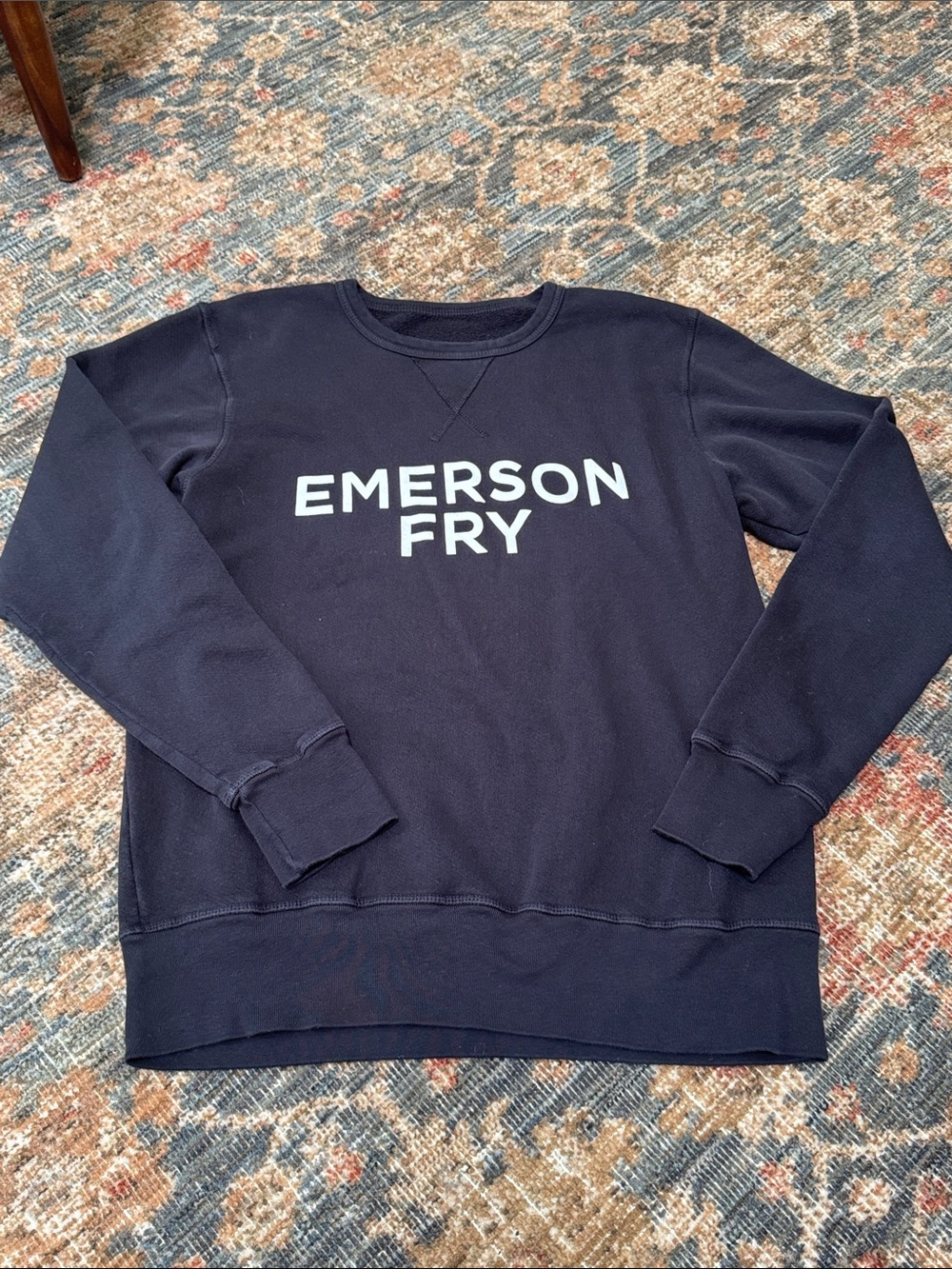 Emerson Fry Logo Sweatshirt Washed Black 100% Cotton USA Made Medium
